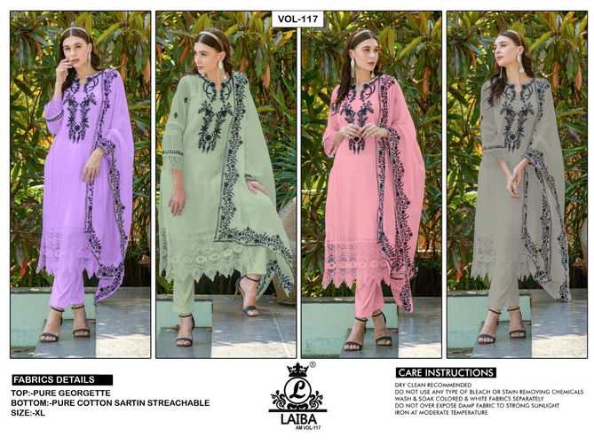 Am Vol 117 By Laiba Pure Georgette Pakistani Readymade Suits Catalog